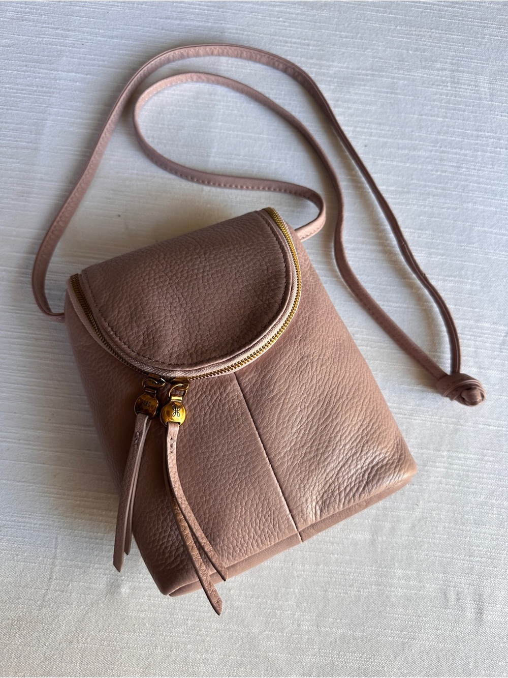 HOBO Fern Soft Pebbled Leather Zip Flap Crossbody Bag Dusty Rose Pink